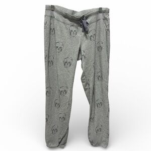 Women’s Gray Pajama Joggers with Skull Print